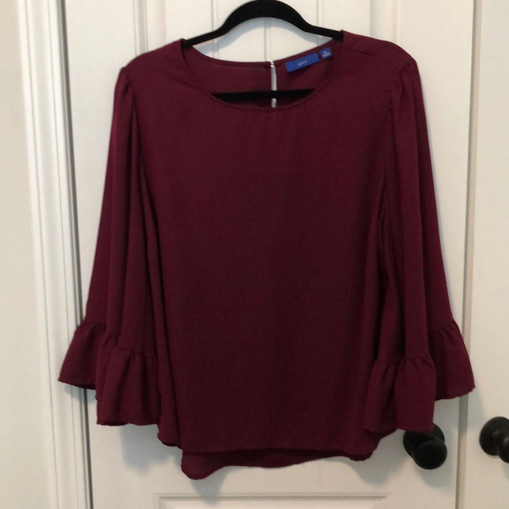 Maroon Blouse with Bell Sleeves